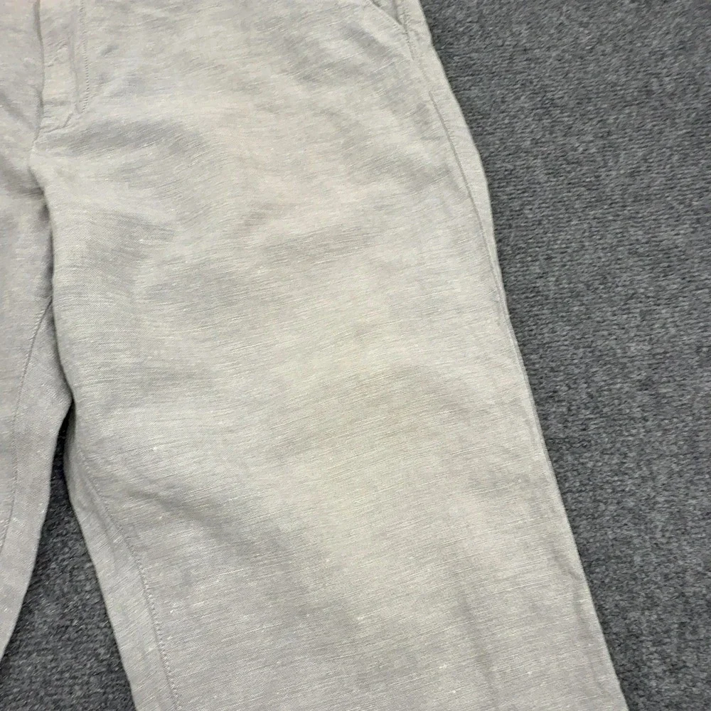 Banana Republic Kentfield Pant Mens 38x32 Grey Linen Cotton Flat Front Casual